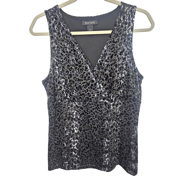 White House Black Market Tops - White House Black Market Womens Velvet Burnout Surplice Top Size L Leopard Print